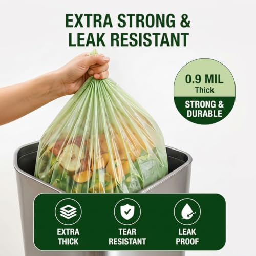 OrangeBio 13 Gallon Compostable Trash Bags, 50 Count, BPI Home Certified