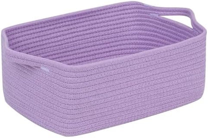 CubesLand Cute and Durable Small Cotton Rope Basket for Organizing
