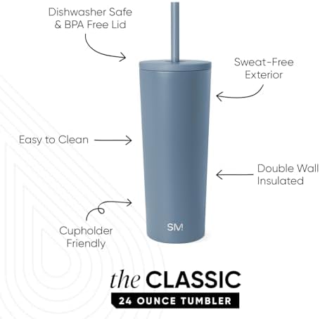Simple Modern Iced Coffee Tumbler, Insulated | 24oz | Blue