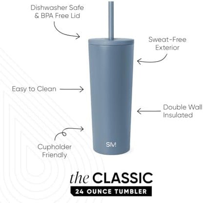 Simple Modern Iced Coffee Tumbler, Insulated | 24oz | Blue