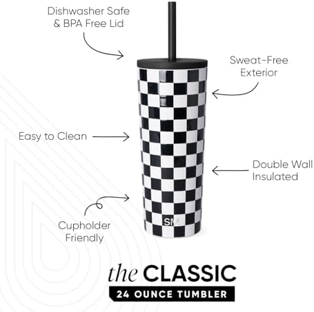 Simple Modern Iced Coffee Tumbler, Insulated | 24oz | Checkered