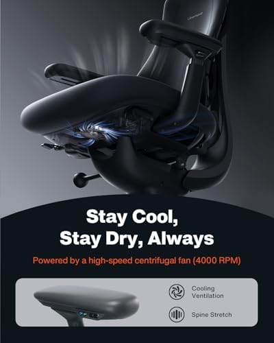 LiberNovo Omni PRO Dynamic Ergonomic Office Chair, Built-in Fan, 45cm