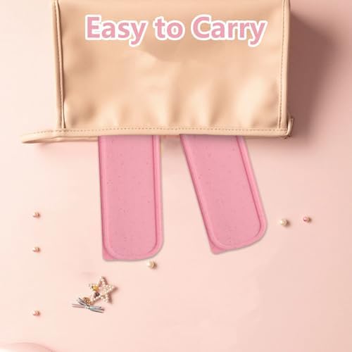 JEPELUS 10Pcs Pink Travel Cutlery Set with Case, Lunch Box Utensils