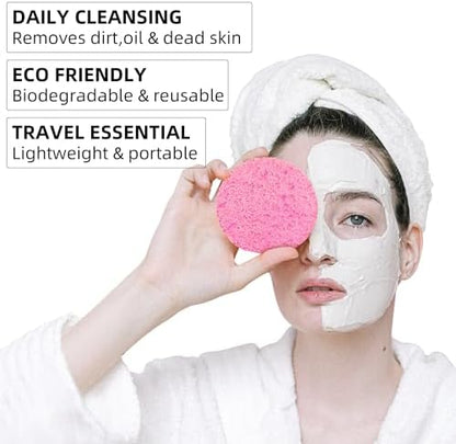 120-Count Compressed Facial sponges for Daily Facial Cleaning,Pink