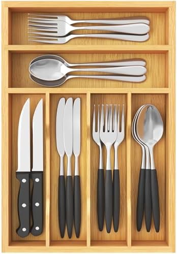 Lifewit Bamboo Silverware Tray for Drawer, 9.9 x 15.5