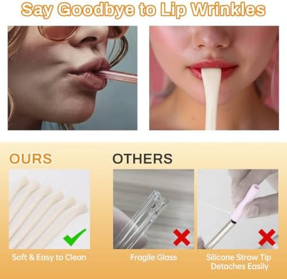 NiHome 6PCS Silicone Anti-Wrinkle Straws Fit for Stanley 40oz 30oz Tumblers