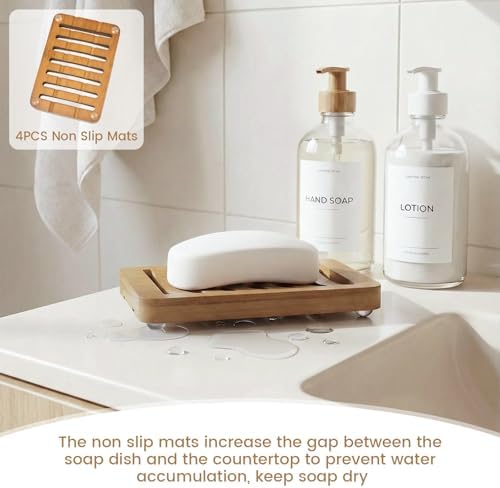 Curved Slotted Wood Soap Dish, 1 Pack, Warm Brown