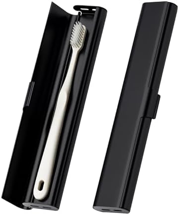 Portable Toothbrush Travel Case: Breathable & Dirt-Proof Hotel Camping Outdoor - Aluminum for Storage Recyclable Traveler (1, Black)