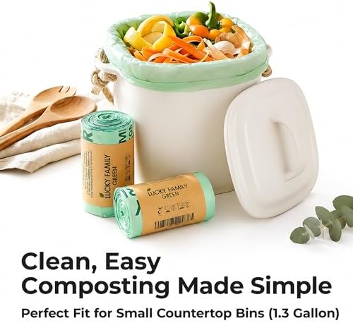 1.3 Gallon Compost Bags for Kitchen Countertop Bin, Compostable, 50 Count