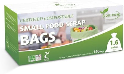 1.6 Gallon Compostable Trash Bags, 150 Count Kitchen Food Scrap