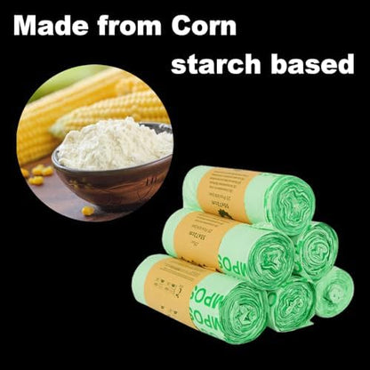 Handle Tie Compostable Food Scrap Bags For Counter Top Compost Bin, Small Compost Bags, 100 Count, 10 Liter Small Kitchen Food Scrap Waste Bags for Compost