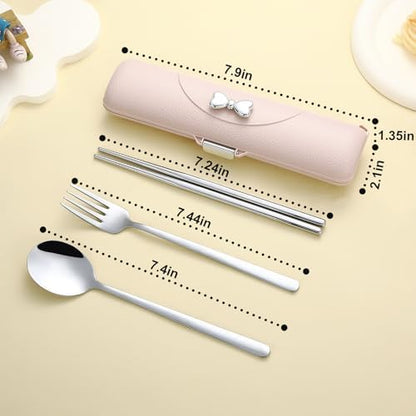 DEVICO Travel Silverware Set with Case,Portable Lunch Utensils Set for Work