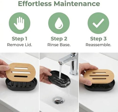 Bamboo Soap Holder Wooden Dish Bar Tray for Shower Sink Bathroom Self Draining Soap Stand Holders Dishes of Soaps Saver for Homemade Soaps