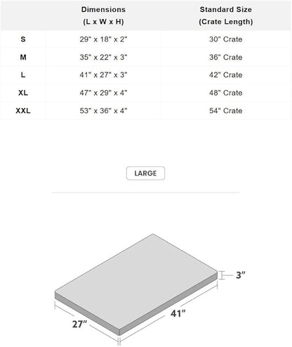 K9 Ballistics Tough Ripstop Orthopedic Crate Bed - Durable Kennel Pad with Washable Cover for Large Dogs, 41 x 27 fits 42” Wire Crate, Taupe Premium Finish