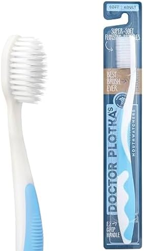 MOUTHWATCHERS Soft Manual Toothbrush, Adults, Flossing Bristles, Blue