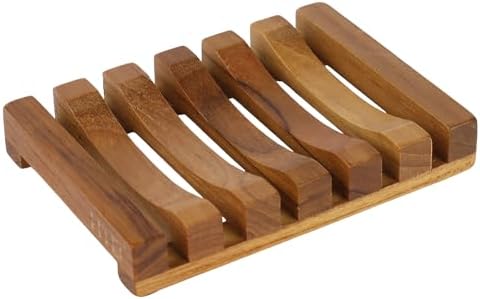 HTB Slotted Bar Soap Holder Teak Wood for Bathroom