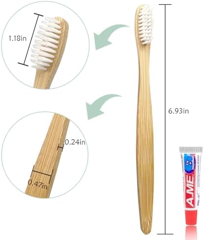Bamboo Toothbrushes Kit Bulk, 50 Disposable Toothbrushes with Toothpaste