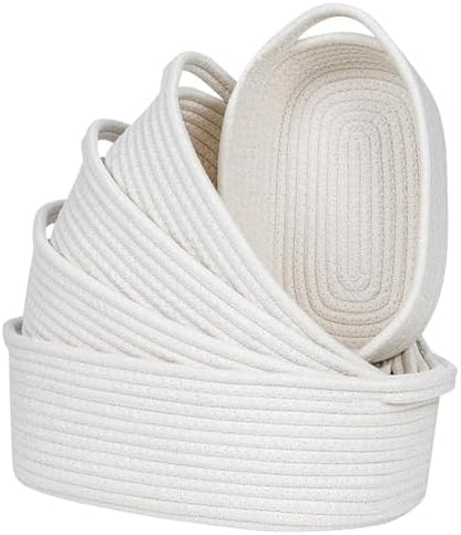 CubesLand Small Woven Rope Toys Basket for Organizing Set 5