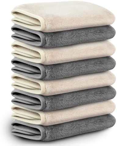 Nugilla Makeup Remover Cloths, 8 Packs Makeup Remover Towels Reusable Face Wash Cloth, Soft Makeup Removal Microfiber Face Cloth for Women(Beige/Cool Grey)
