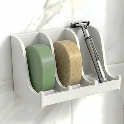 Soap Holder for Shower Wall, 3-Compartment Soap Dish [Patent Pending]