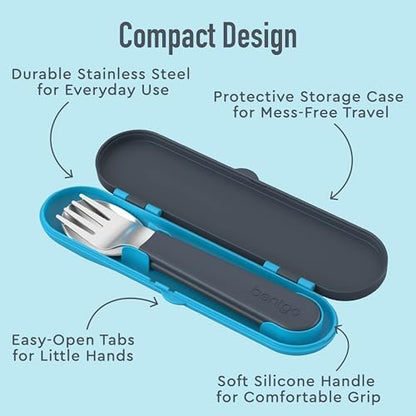 Bentgo Kids Stainless Steel Utensil Set with Fork, Spoon, & Storage Case