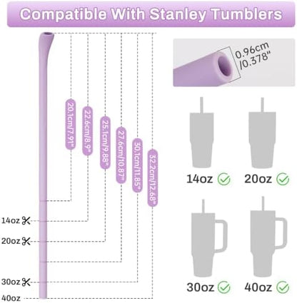 NiHome 6PCS Silicone Anti-Wrinkle Straws Fit for Stanley 40oz 30oz Tumblers