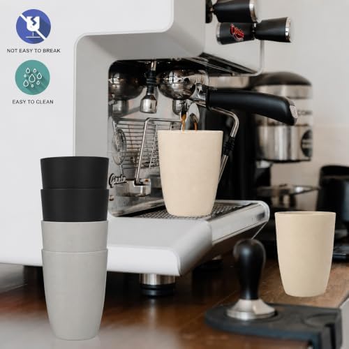 Wrova Wheat Straw Cups 6 PCS, 20 oz Plastic Cups Reusable Kitchen Cups, Dishwasher & Microwave Safe Large Coffee Cup, Unbreakable Water Plastic Glasses- Black & Gray