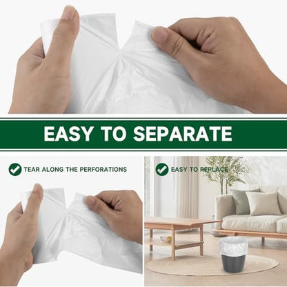 Biodegradable Small Trash Bags 4 Gallon, 105 Count Unscented Small Garbage Bags, Easy Tearing Bathroom trash bags for Bathroom Bedroom Office Kitchen, White
