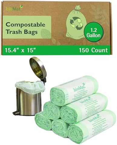 bioMat 1.2 Gallon Compostable Food Scrap Bags, 150 Count
