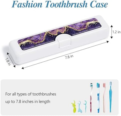 Toothbrush Travel Case - Colorful Pattern, Holder and Covers for Toothbrushes, Includes Tongue Scraper Case