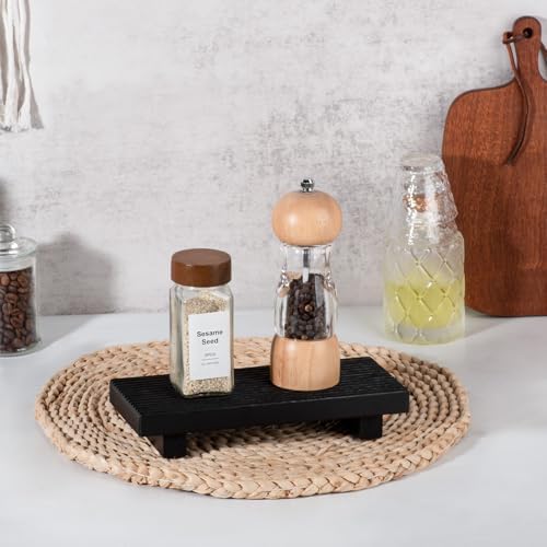 Bathroom Tray Farmhouse Decor Kitchen Soap Holder, 8.7" * 3.6" Black
