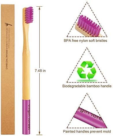 Virgin Forest Bamboo Toothbrushes 6pk, Soft BPA Free Travel Set