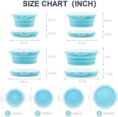 Collapsible Bowls with Lids for Camping, Rv Accessories for inside Kitchen Storage Containers, Camper Must Haves Organization and Storage Food Container for Travel Trailer Space Saving Blue