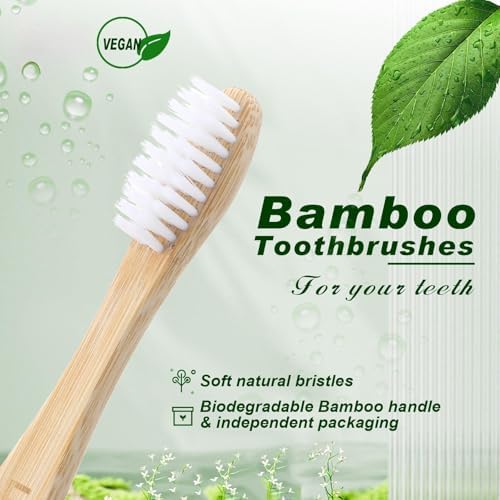 Sieral 120 Pcs Bamboo Toothbrushes Bulk, Individually Wrapped,Letter