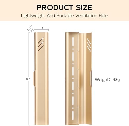 Travel Toothbrush Case, 2Pack Portable Toothbrush Holders, Durable Aluminum Toothbrush Storage Box, Small Breathable Manual Toothbrush Container for Traveling, Camping, Business Trip - Gold