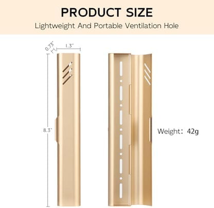 Travel Toothbrush Case, 2Pack Portable Toothbrush Holders, Durable Aluminum Toothbrush Storage Box, Small Breathable Manual Toothbrush Container for Traveling, Camping, Business Trip - Gold
