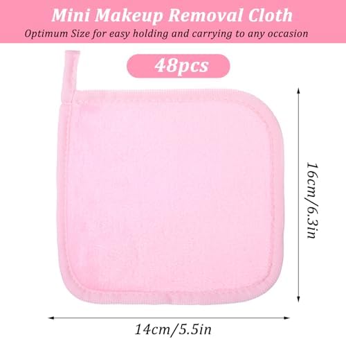 48 Pcs Reusable Makeup Remover Pads Cloths, Soft Microfiber Makeup Towels and Eraser, 8 Colors Facial Cleansing Washable Towels for Face, Hands, Bathroom (5.5 x 6.3 Inch)