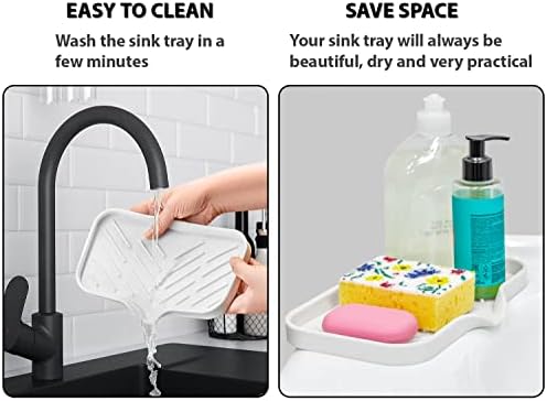 1 Pc Cream Silicone Sponge Holder | Sink Tray for Dish Sponges and Soap Organization | 9.45 x 5.51
