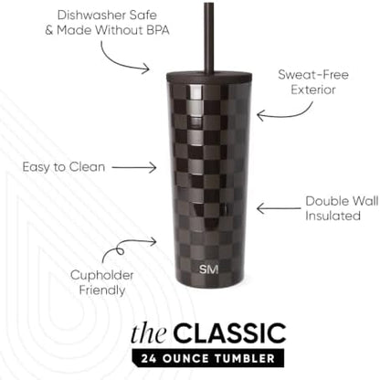 Simple Modern Iced Coffee Tumbler, Insulated | 24oz | Checkered