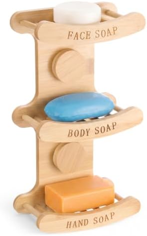 3-Tier Bamboo Soap Dish for Shower, Wall Mounted