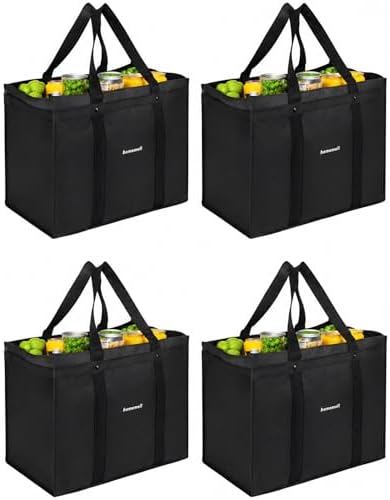 Homemell Heavy Duty Reusable Grocery Bags, Large Shopping Tote Bag, 4 Pack