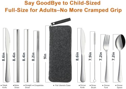 DEVICO Camping Utensils, Stainless Steel Travel Silverware Set with Case