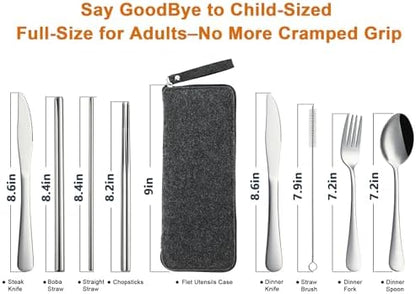 DEVICO Camping Utensils, Stainless Steel Travel Silverware Set with Case