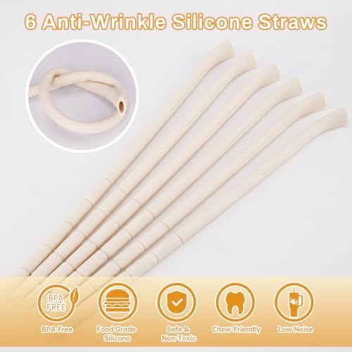 NiHome 6PCS Silicone Anti-Wrinkle Straws Fit for Stanley 40oz 30oz Tumblers