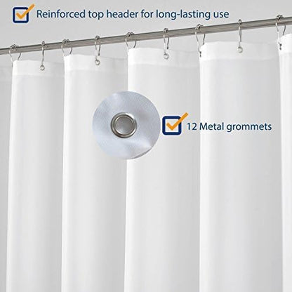 N&Y HOME Short Fabric Shower Curtain Liner 60 inches Long, Hotel Quality, Machine Washable, White Shorter Bathroom Curtains with Grommets, 72x60