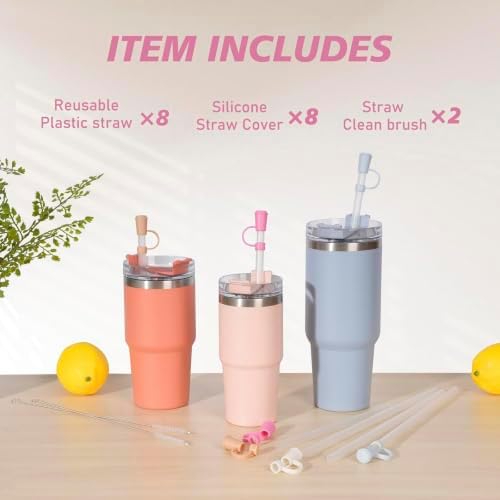 Jetstop Straw with Cover fit Stanley Quencher H2.0 14-40 oz Tumbler, 8pk