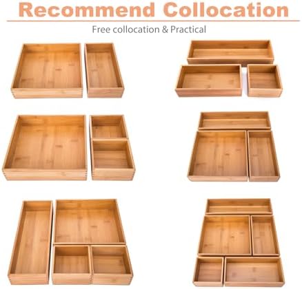 Bamboo Organizer Storage Boxes for Tabletop Bathroom Dresser Organizer Small Boxes, Bamboo 4"*4"