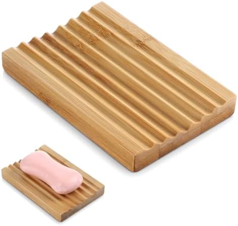 Wood Soap Dish Bamboo Soap Holder to Keep Soaps Dry in Kitchen