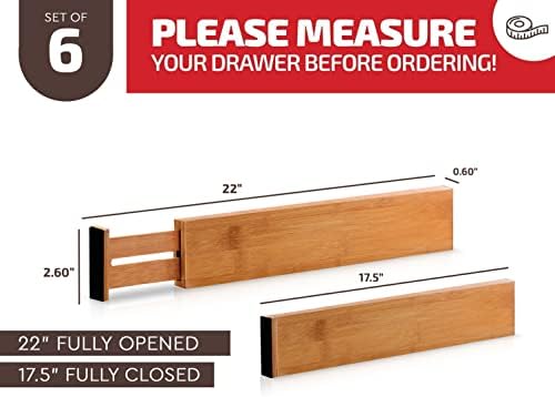 6-Pack Drawer Dividers 2.6-Inch High Dresser Drawer Organizer 16 to 22 Inch