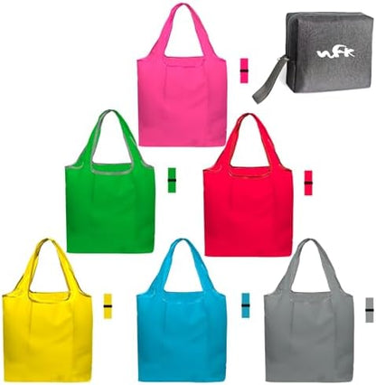 WFK Reusable Grocery Bags With Storage Box, Foldable Shopping Totes